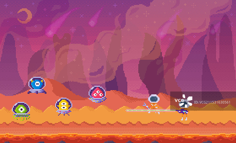 太空冒险与可爱的外星生物图片素材