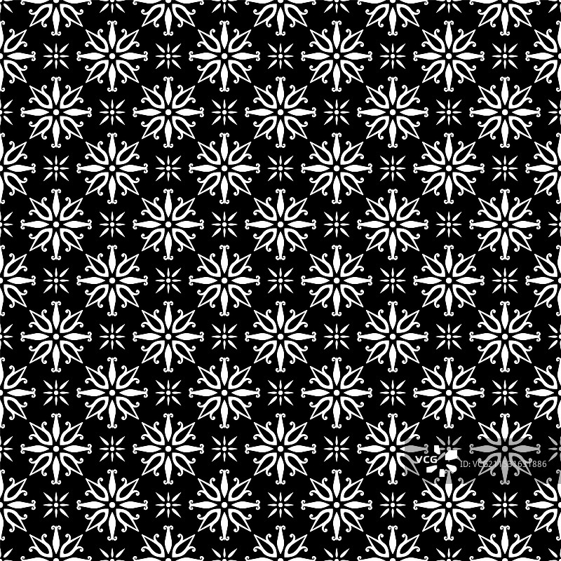 几何黑白色花卉图案图片素材