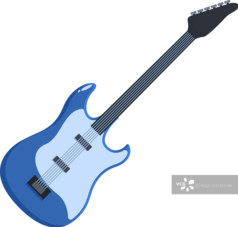 蓝色电吉他放在白色背景上图片素材