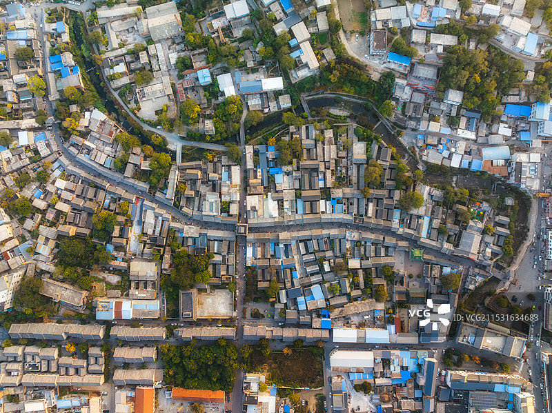 河南，许昌市，禹州市，神垕古镇，中国4A级旅游景区，中国钧瓷之都，中国历史文化名镇，钧瓷，钧窑，航拍图片素材