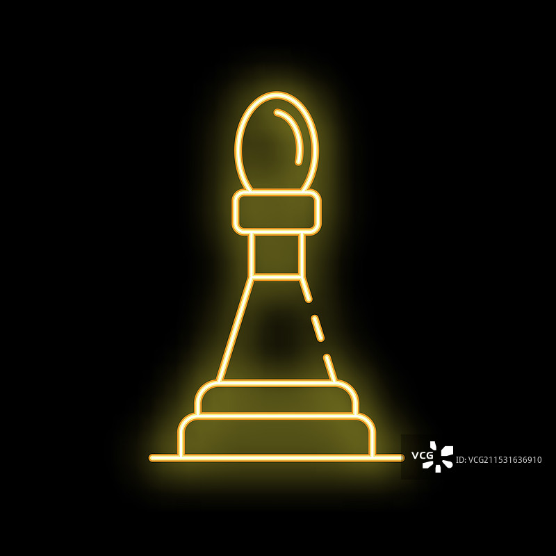 在黑色背景上发光的霓虹黄色棋子图片素材