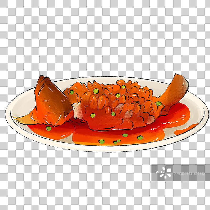 松江鲈鱼-上海特色传统美食土特产小吃插画元素图片素材