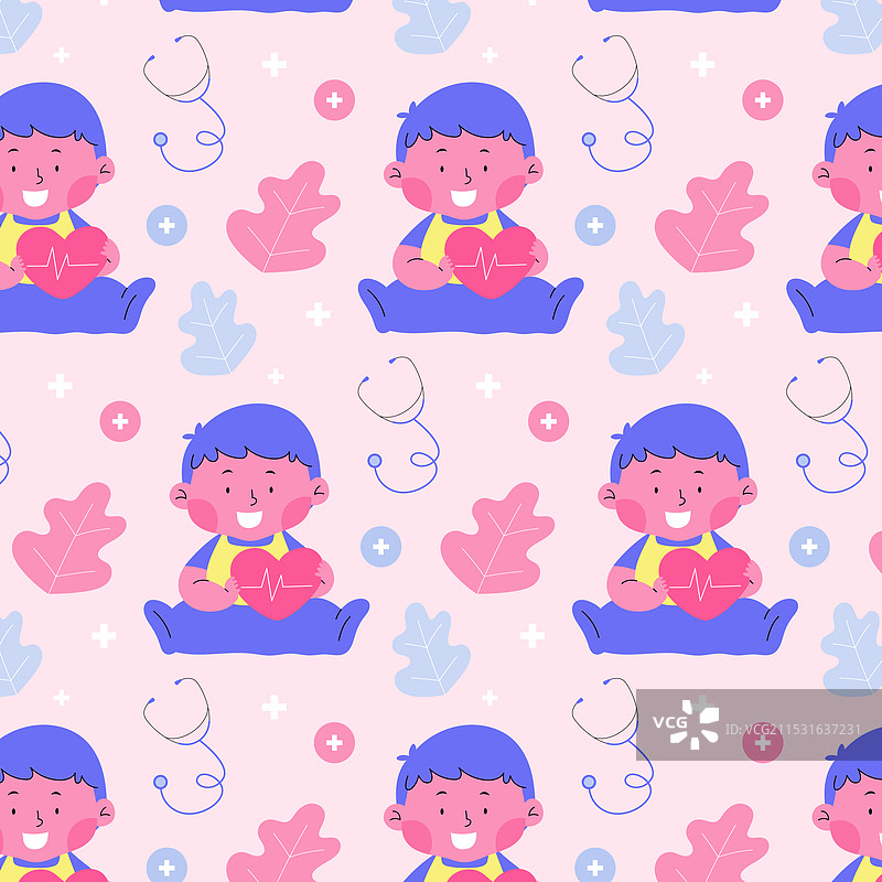 手绘风格的世界心脏日图案图片素材