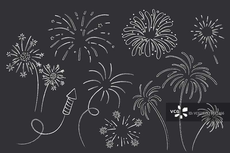 烟花和火箭礼炮伴随着绚丽的光芒图片素材