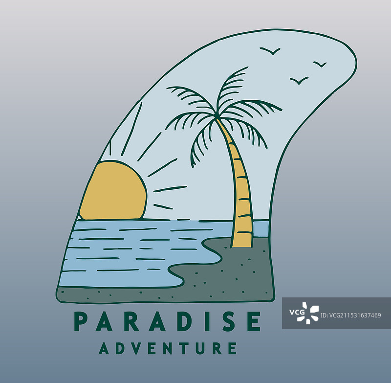 阳光明媚的热带天堂，棕榈树环绕的画面图片素材