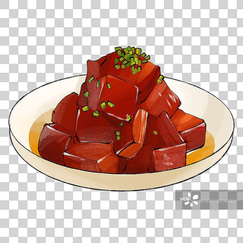 红烧肉-上海特色传统美食土特产小吃插画元素图片素材