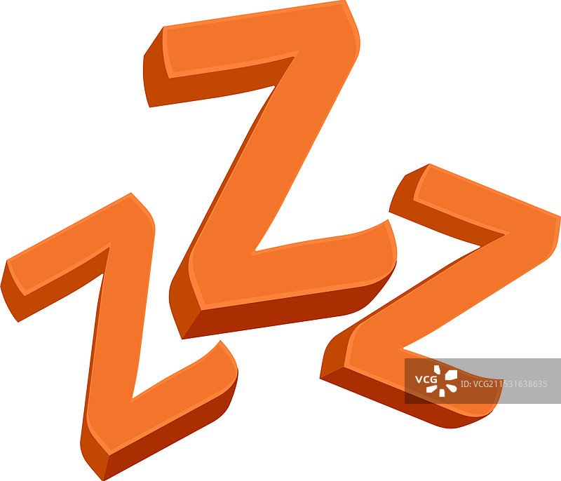 橙色的“zzz”标志，代表睡眠和休息图片素材