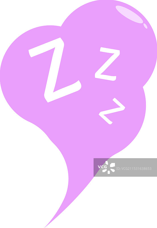 紫色卡通对话框显示“zzz”文字图片素材