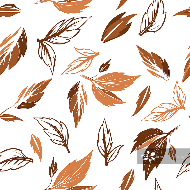 秋天的树叶无缝背景手绘图图片素材