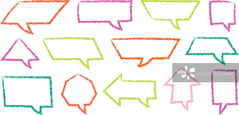 蜡笔对话气泡套装与粉笔涂鸦图片素材