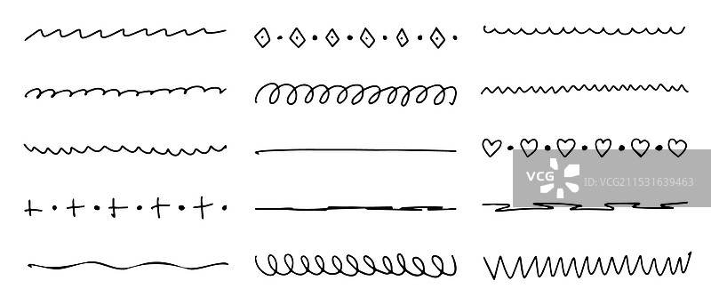 黑色线条涂鸦和涂写的抽象图案图片素材