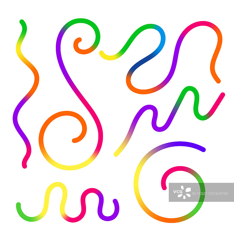 抽象彩色渐变形状集，波浪形状图片素材