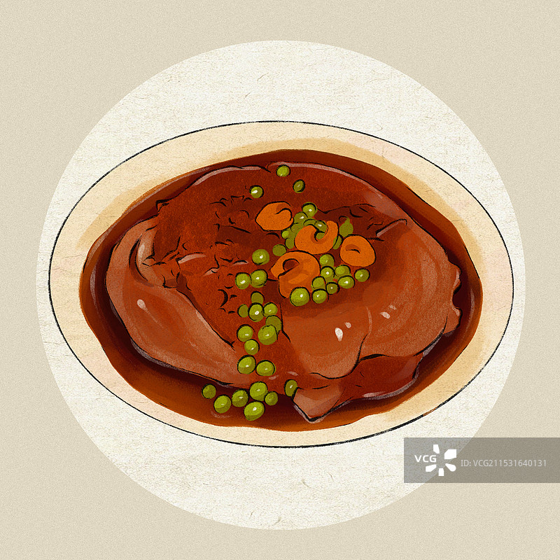 八宝鸭-上海特色传统美食土特产小吃插画图片素材