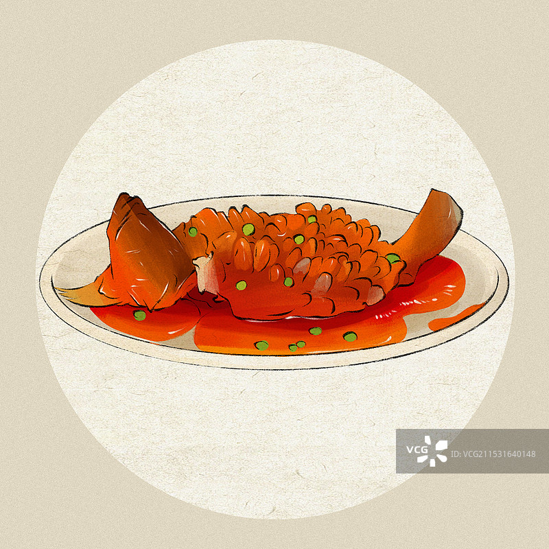 松江鲈鱼-上海特色传统美食土特产小吃插画图片素材