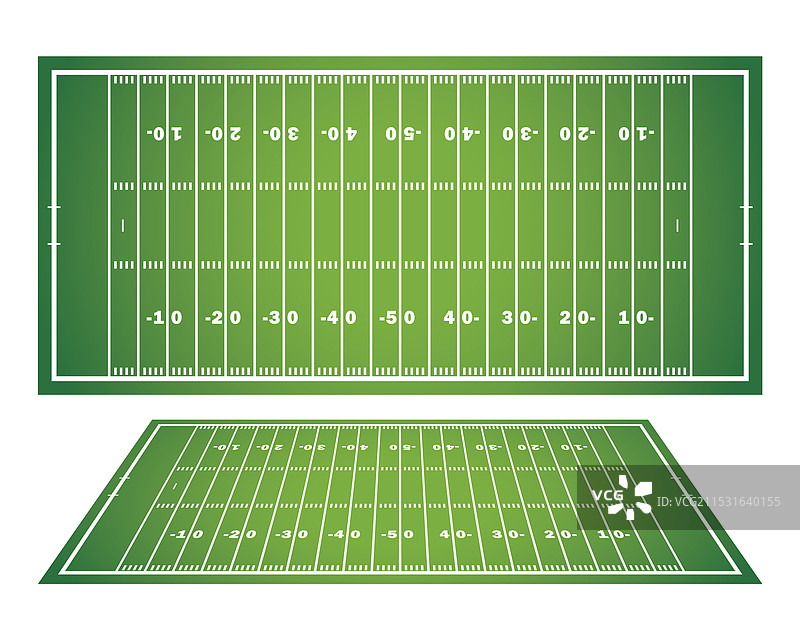 美式足球场与标记足球图片素材