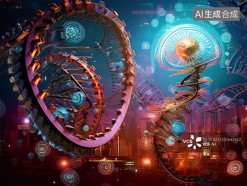 【AI数字艺术】合成生物学插画图片素材
