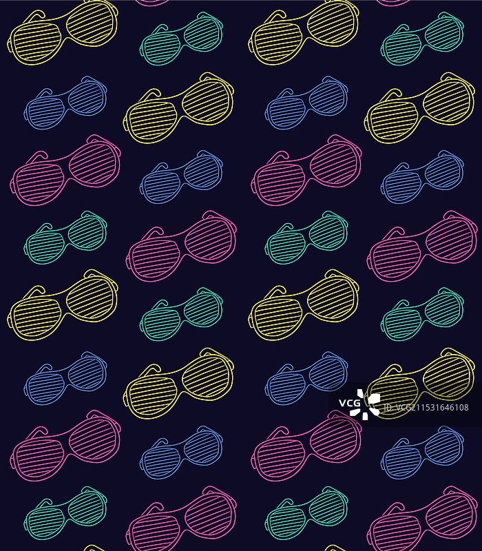 复古90年代风格的无缝图案，带有霓虹灯效果图片素材