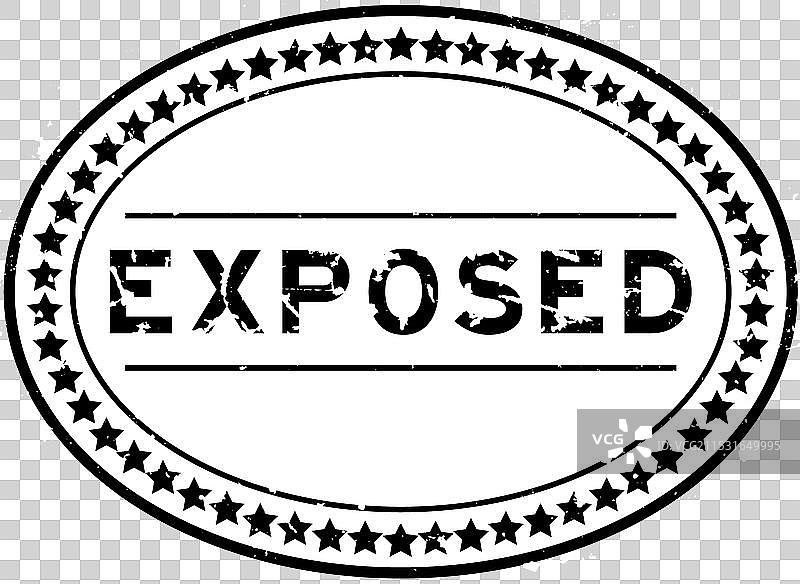 磨损的黑色暴露字样椭圆形橡胶印章图片素材