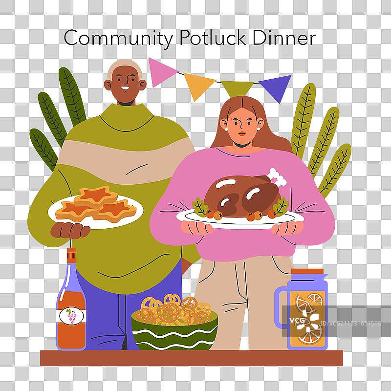 请加入我们参加社区聚餐。图片素材