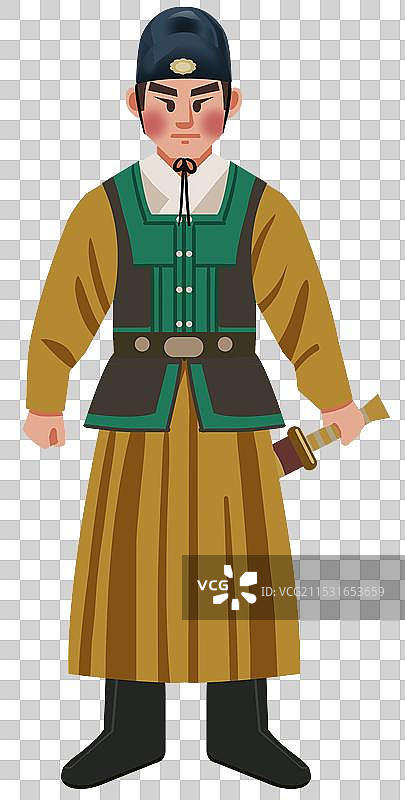 中国风新中式古风古典传统文化古装古人古代古时候历史明朝明代锦衣卫人物站姿资讯卡通插画图片素材