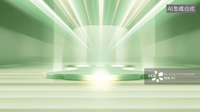 【AI数字艺术】医疗美容创新科技绿色产品展台场景图片素材