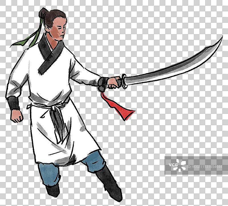 中国风新中式古风古典传统文化古装古人古代古时候历史文化传统国学经典浪漫洒脱动作侠客剑客比剑资讯插画图片素材