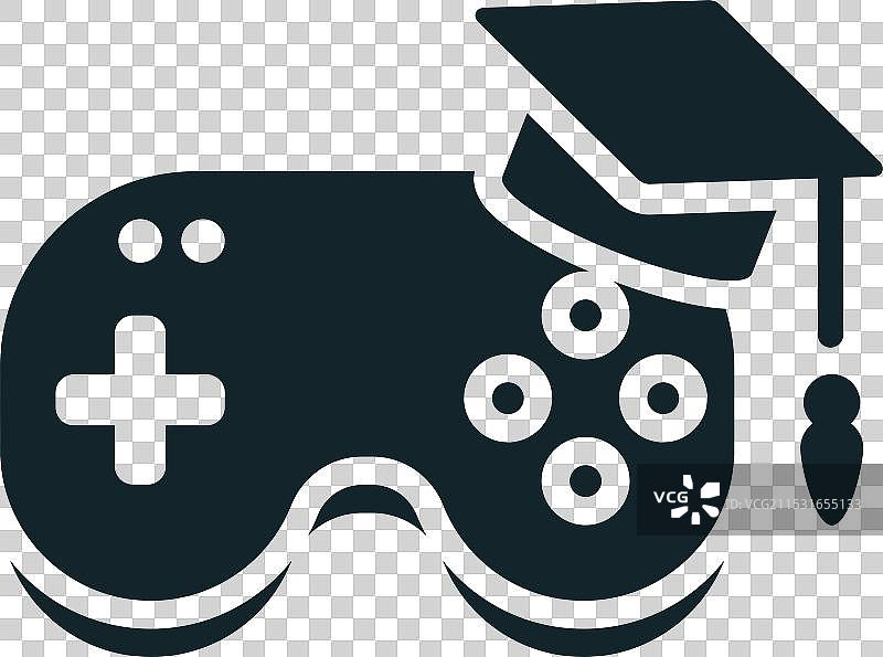 毕业帽与游戏手柄的结合，象征着在线学习图片素材