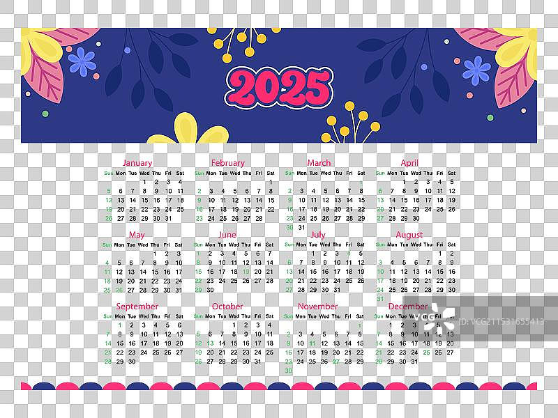 装饰性几何2025新年日历图片素材