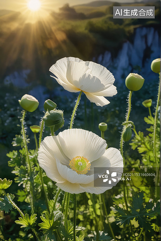 【AI数字艺术】阳光下的罂粟花图片素材