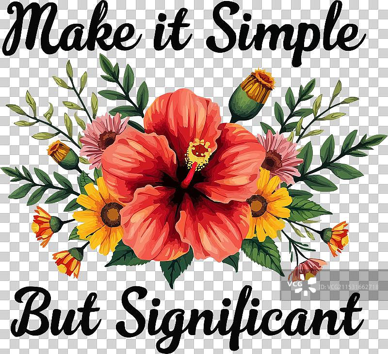 独特的标语设计T恤花卉图案图片素材