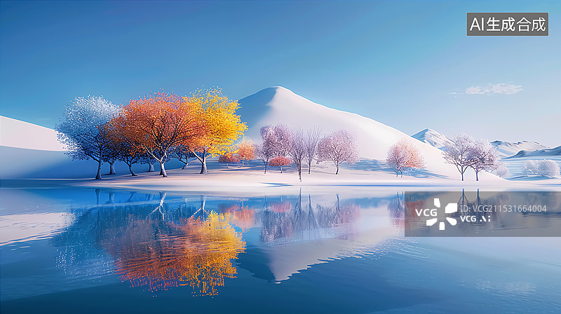 【AI数字艺术】冬天24节气风景插画图片素材