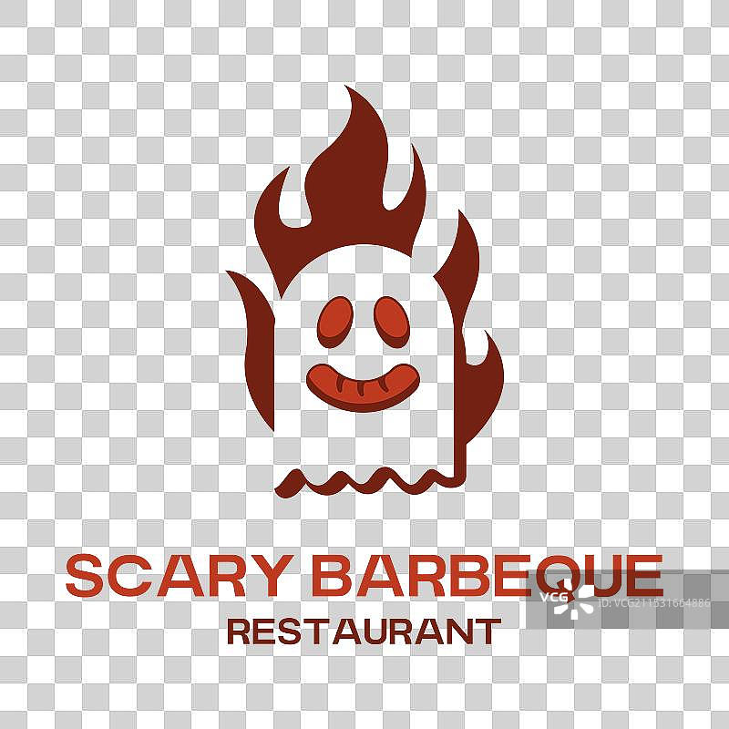 恐怖烧烤极简风格标志设计图片素材
