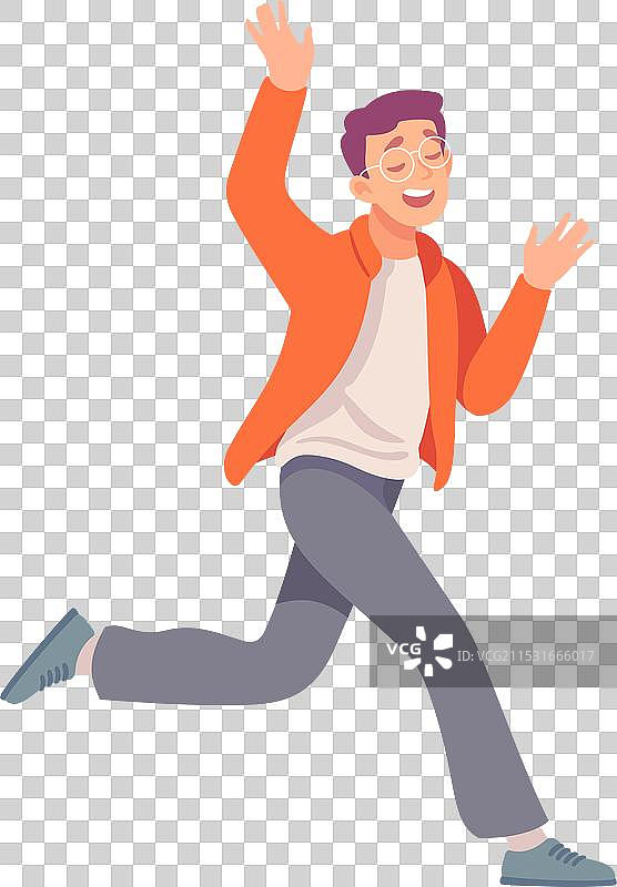 惊恐的男人角色逃跑和逃离图片素材