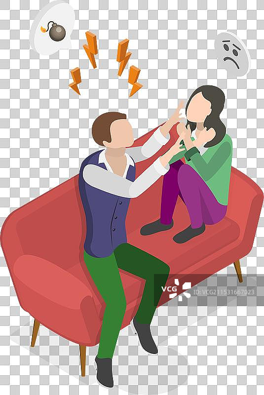 家居的三维等距平面图图片素材