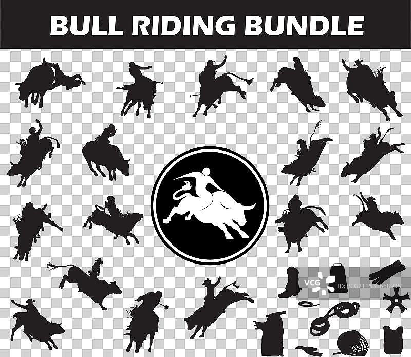 公牛骑乘剪影图片素材