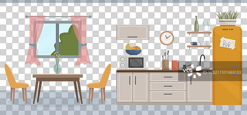 舒适的厨房室内家具图片素材