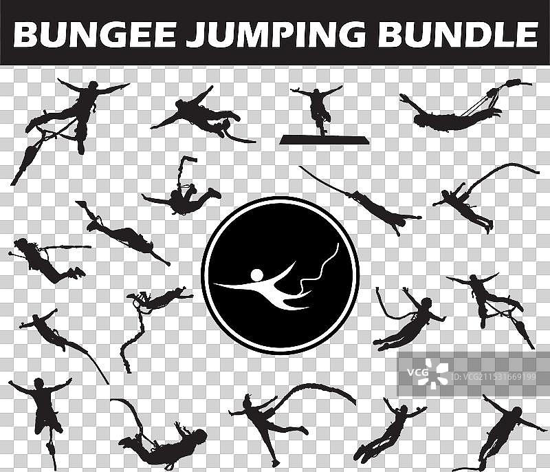 蹦极跳剪影图片素材