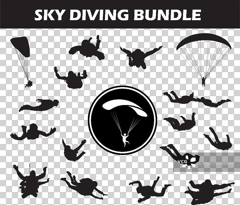 跳伞剪影图片素材