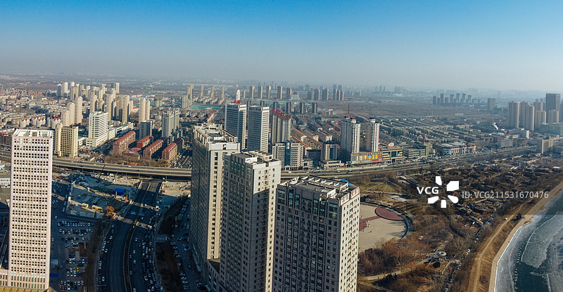 天津 北辰区 北辰公园 地标 航拍 北辰医院 北仓镇图片素材