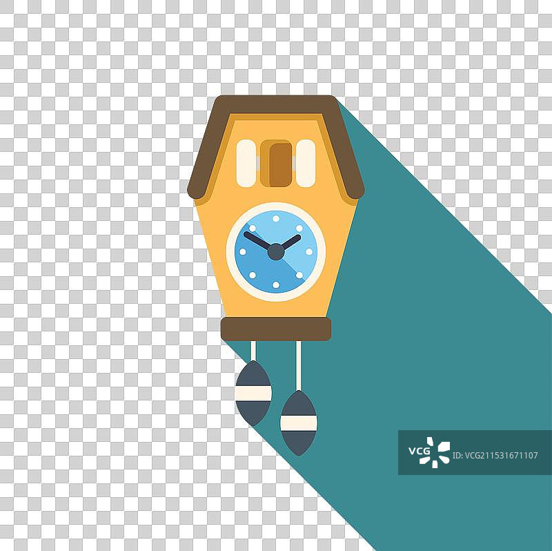 布谷鸟钟敲响时间，投下长长的阴影图片素材