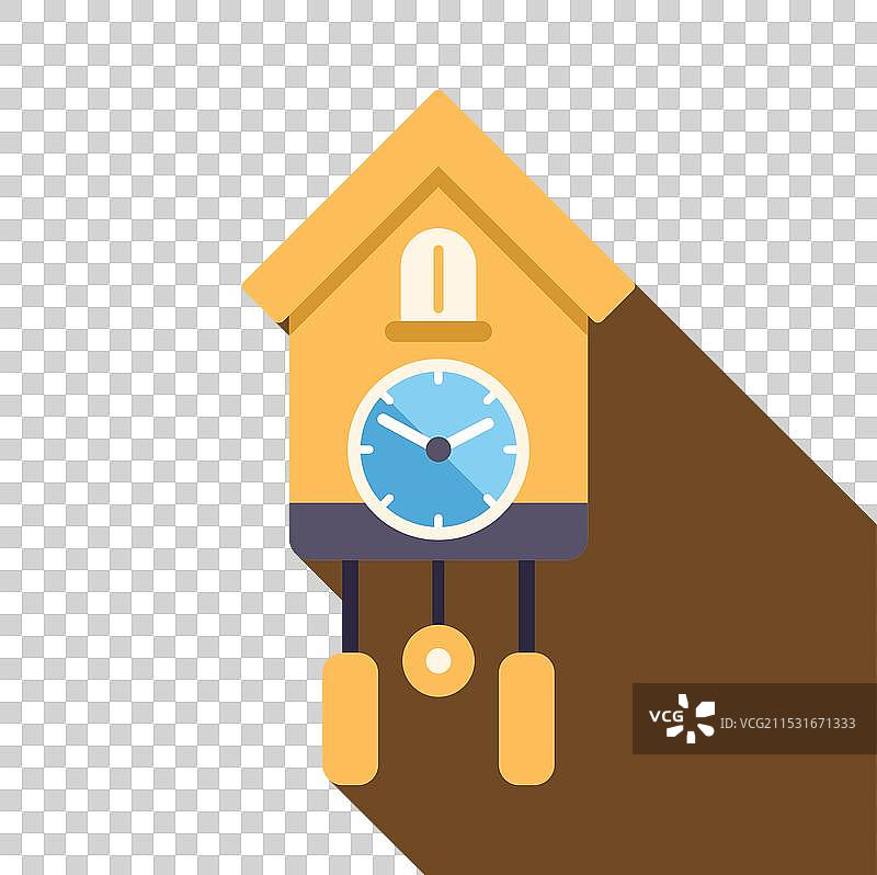 在棕色背景上显示时间的布谷鸟钟图片素材