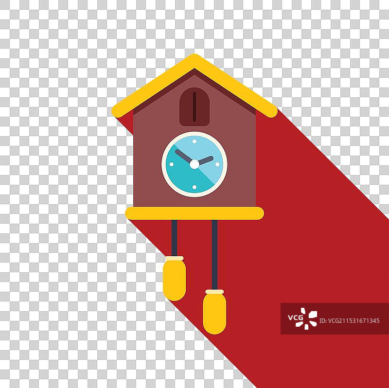 红色背景上的布谷鸟钟敲响时间图片素材