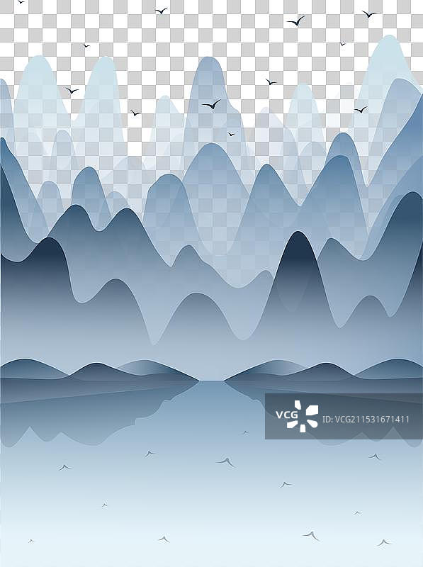 极简美学蓝色山脉风景图片素材