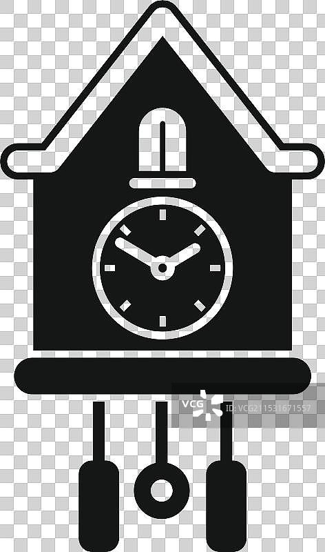 黑白色的布谷鸟钟显示时间图片素材