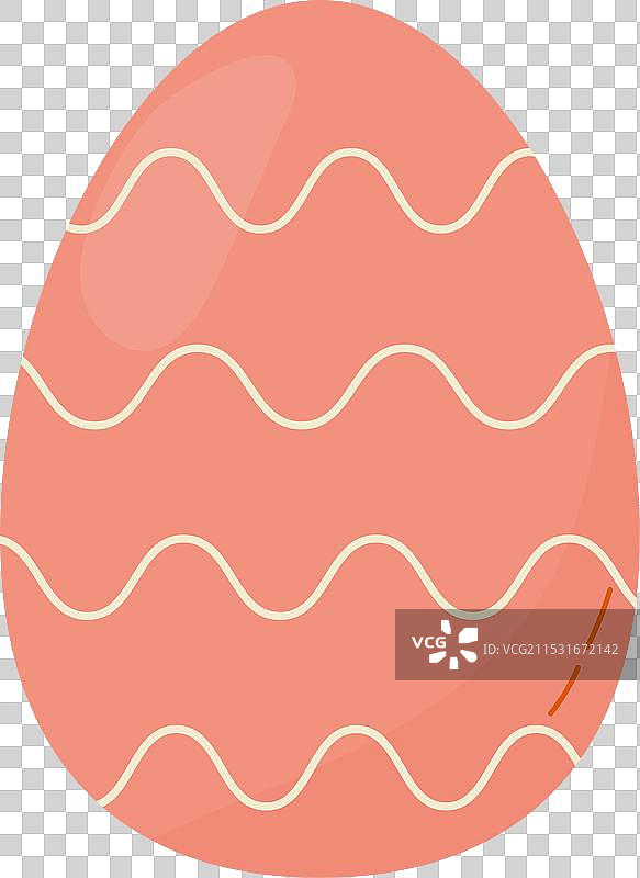 一只可爱的粉色复活节彩蛋，上面有波浪形条纹图片素材