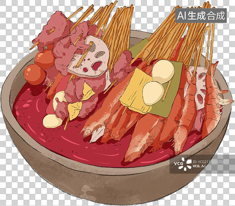 【AI数字艺术】串串锅毛肚火锅图片素材