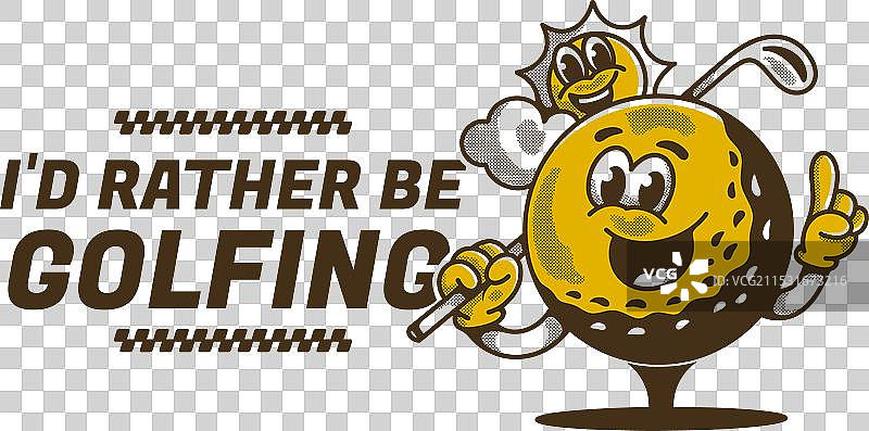 我宁愿打高尔夫，复古风格的高尔夫角色图片素材