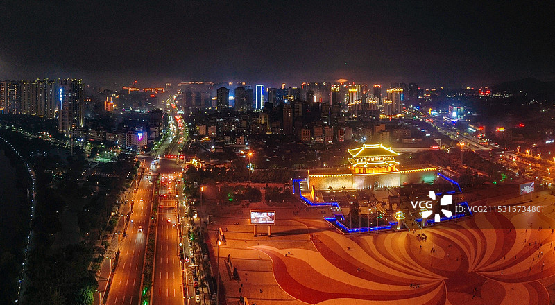 揭阳 揭阳楼广场夜景 万达广场 汇金中心 榕江 揭东大道 榕城区图片素材