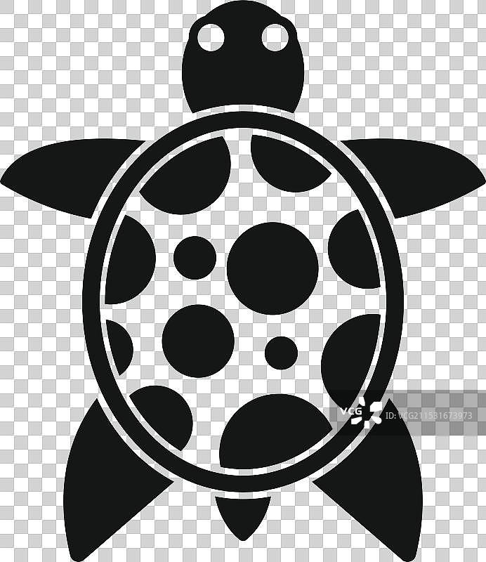 黑色海龟游泳，壳上有白色圆点图标图片素材