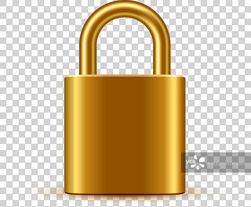钢制金色挂锁图片素材
